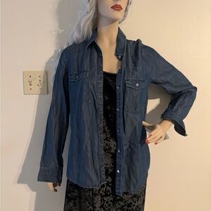 WHBM Blue Denim wash button up shirt